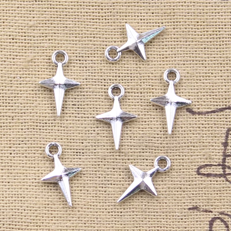 30 pièces breloques Polestar étoile du nord 15x9mm Antique couleur argent pendentifs bricolage artis