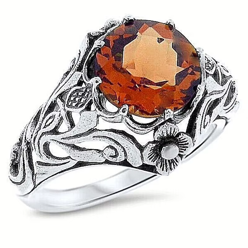 Huretailers-Bague Esthétique pour Femme, Style Vintage, Fleur Délicate, Conception Ajourée, Bijoux A