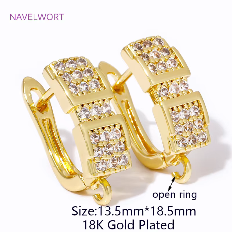 Luminaires de boucles d'oreilles en laiton plaqué or 18 carats, avec fermoirs de boucles d'oreilles 