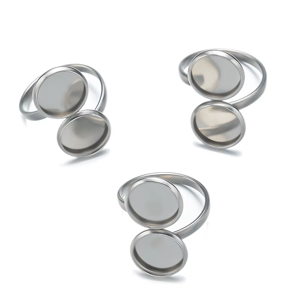 Support de bague en acier inoxydable, 5 pièces/lot, paramètres réglables, base d'escalcabochons vier