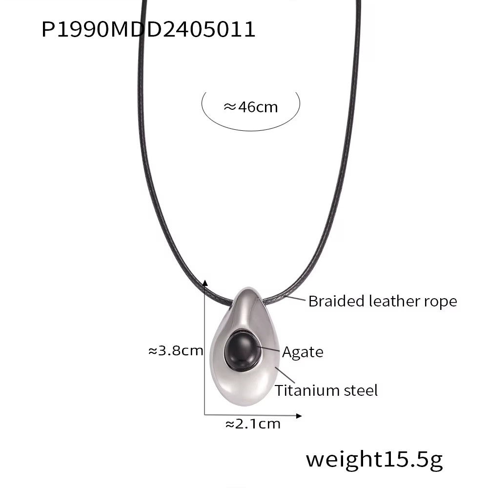 Amaiyllis 18K or Simple personnalisé cordon en cuir goutte d'eau collier pendentif Niche incrusté Ag