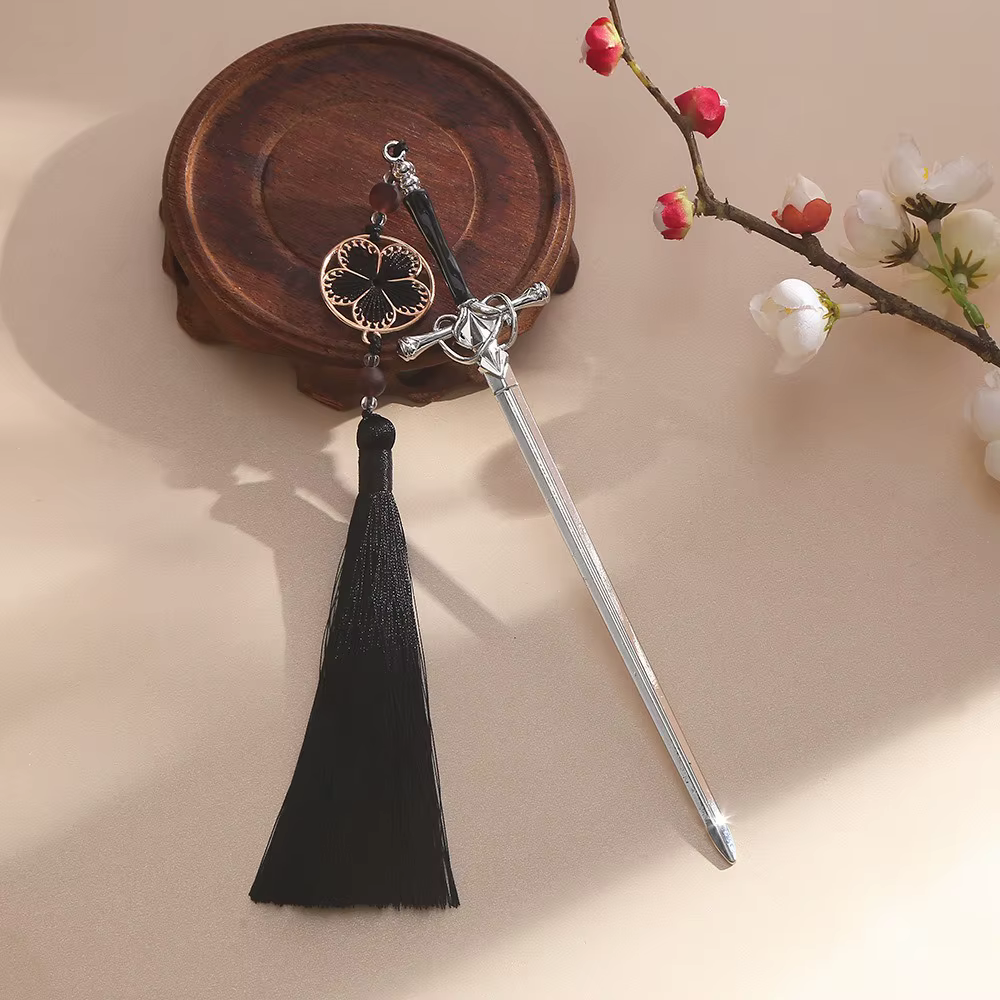 1pc bijoux quotidiens faire à la mode Vintage épée glands épingle à cheveux coiffure Style chinois b