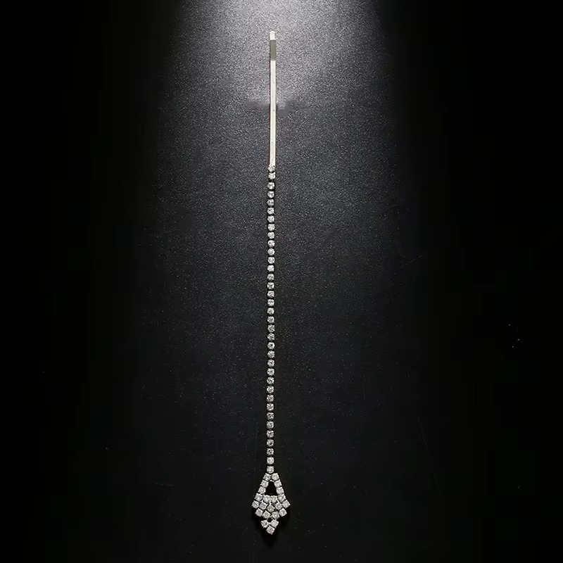 Chaîne frontale en Zircon géométrique pour femmes, bijoux de mariage indiens, bandeau en strass, acc