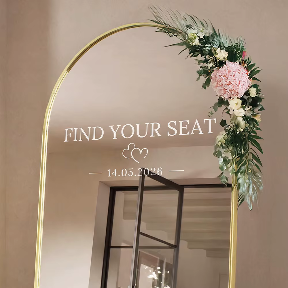 Autocollants miroir personnalisés pour plan de table de mariage – Trouvez votre carte de placement –
