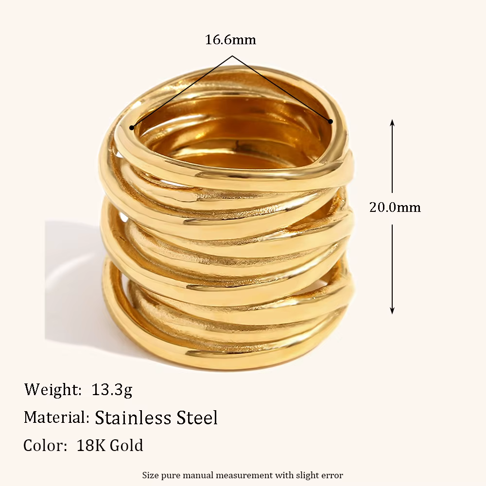 LA.Muses – bague multicouche en acier inoxydable pour femmes, enroulement à larges bords, nouveau De