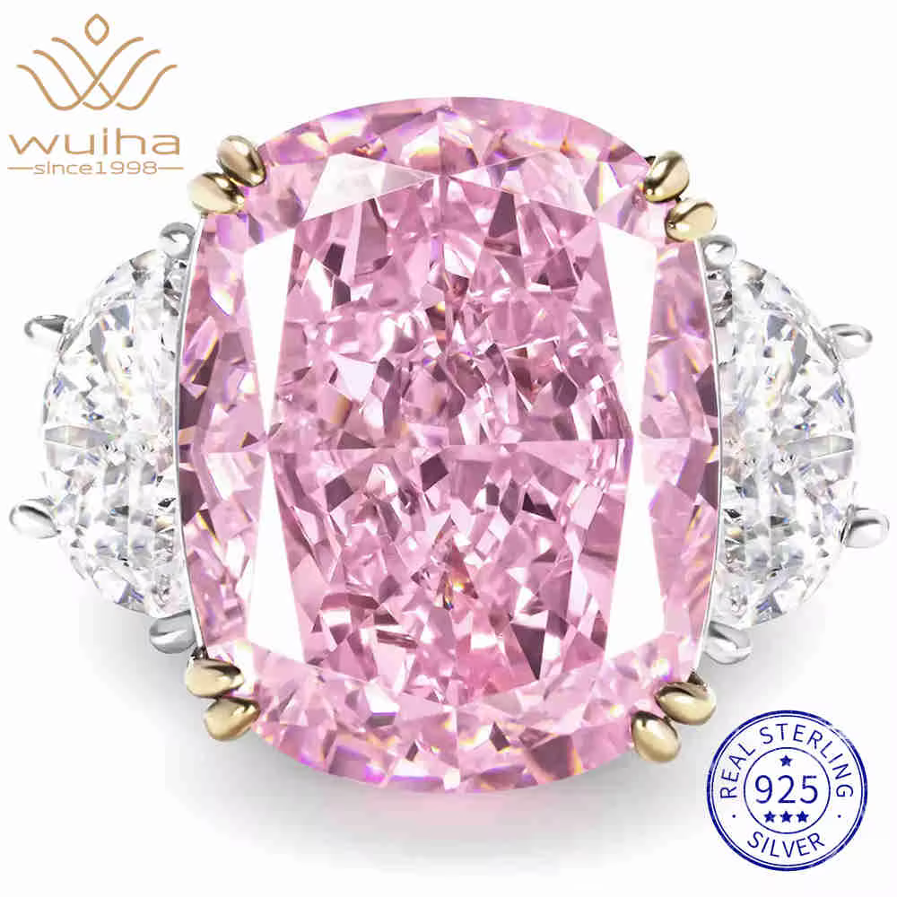 WUIHA 925 argent Sterling 14*18 MM laboratoire saphir diamants à haute teneur en carbone pierres pré
