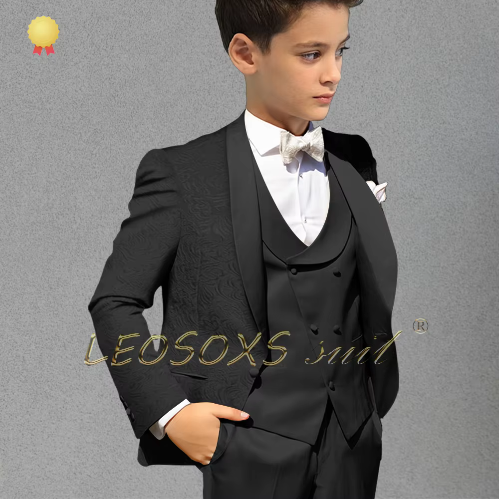 Ensemble manteau et robe en Jacquard Champagne pour garçons (manteau + gilet + pantalon), cadeau d'a