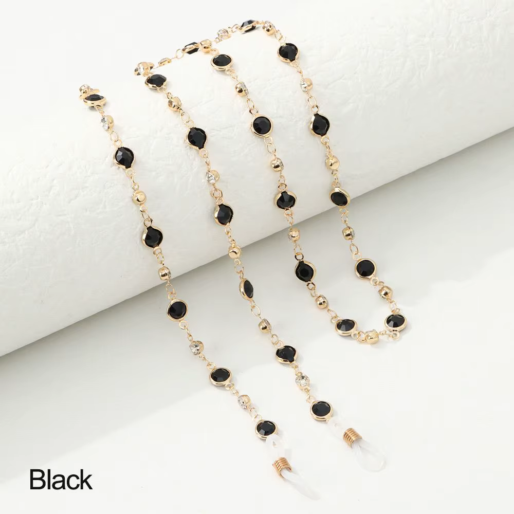 JOAcrylic-Lunettes de soleil en cristal pour femmes et hommes, collier de perles de verre, bracelet 