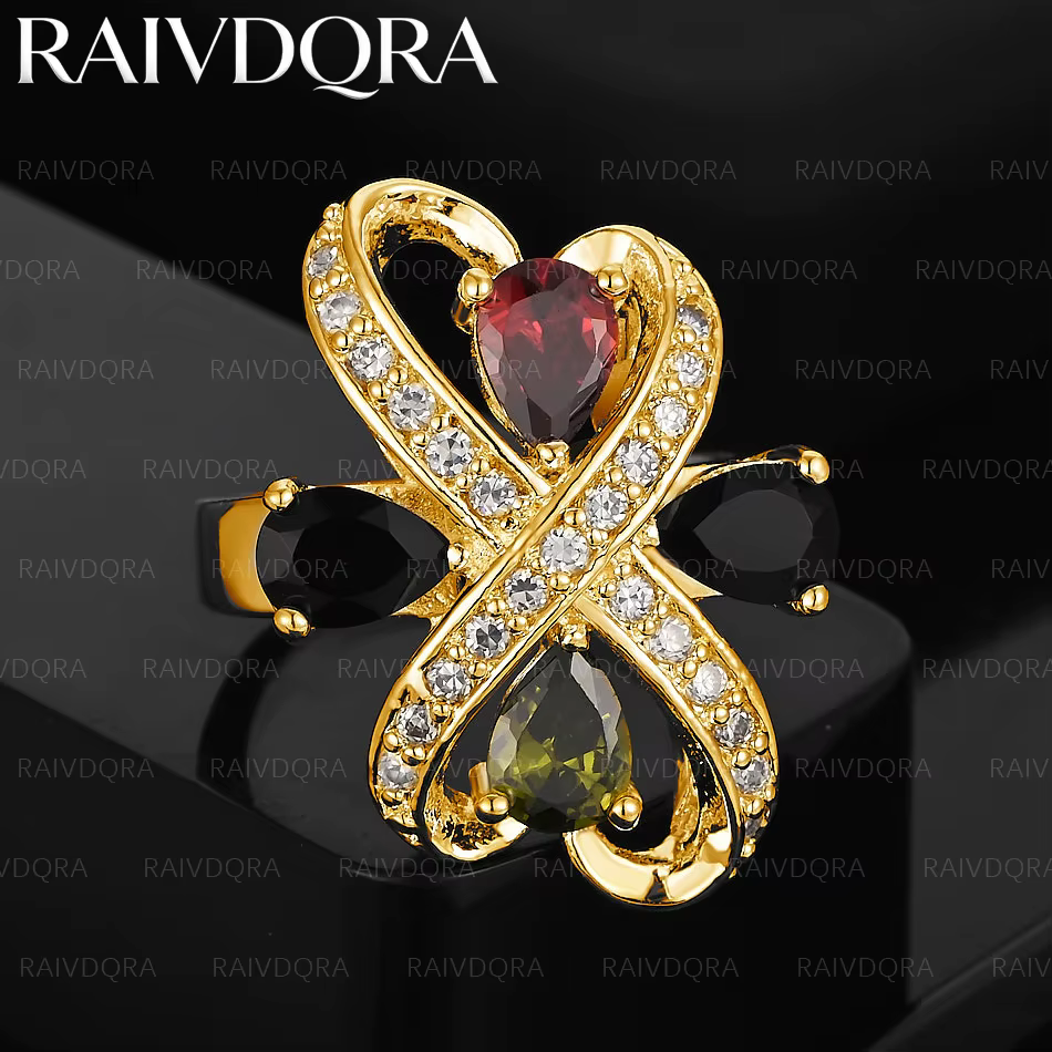 Bague double cœur en zircons plaqué or 18 carats pour femmes et hommes, bijoux simples et élégants, 