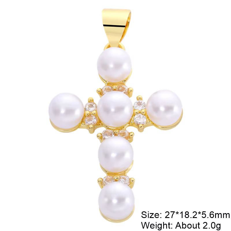Juya – breloques croisées chrétiennes créatives plaquées or véritable 18K, pour Talisman fait à la m