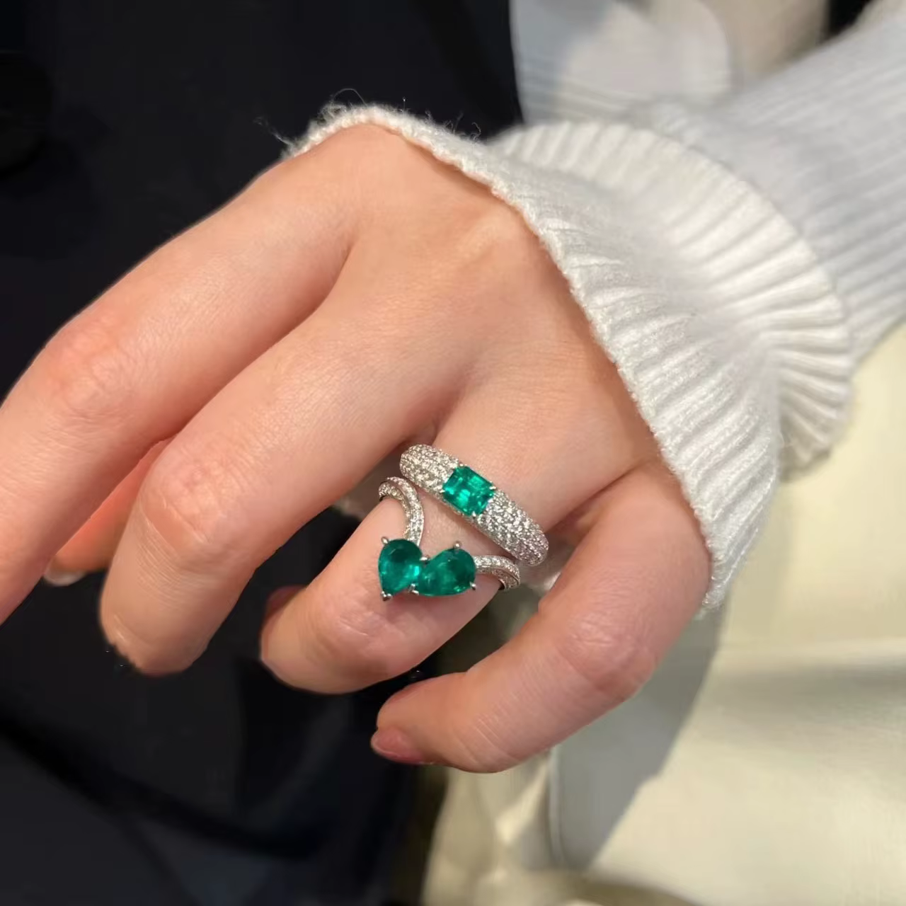 Bague en Zircon Paraiba exquise pour femmes, bague de mariage en argent 925 Double couche de haute q