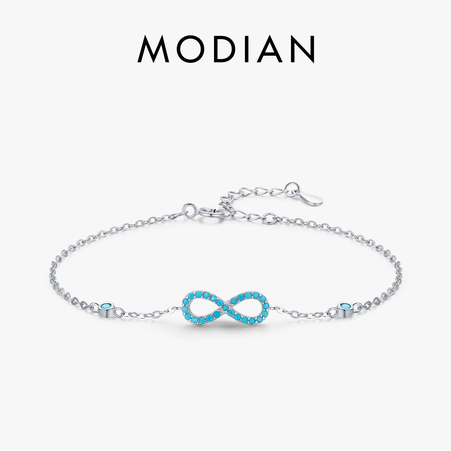 MODIAN romantique amour infini Bracelet 925 en argent Sterling Vintage naturel Turquoise chaîne Brac