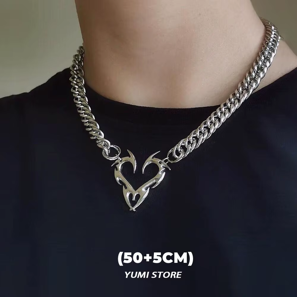 Collier ras du cou coeur épine pour homme, acier au titane, JoPendant, bijoux unisexes, accessoires 