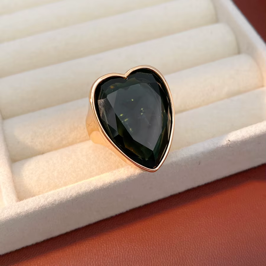 Bague ouverte en forme de cœur, bague haut de gamme