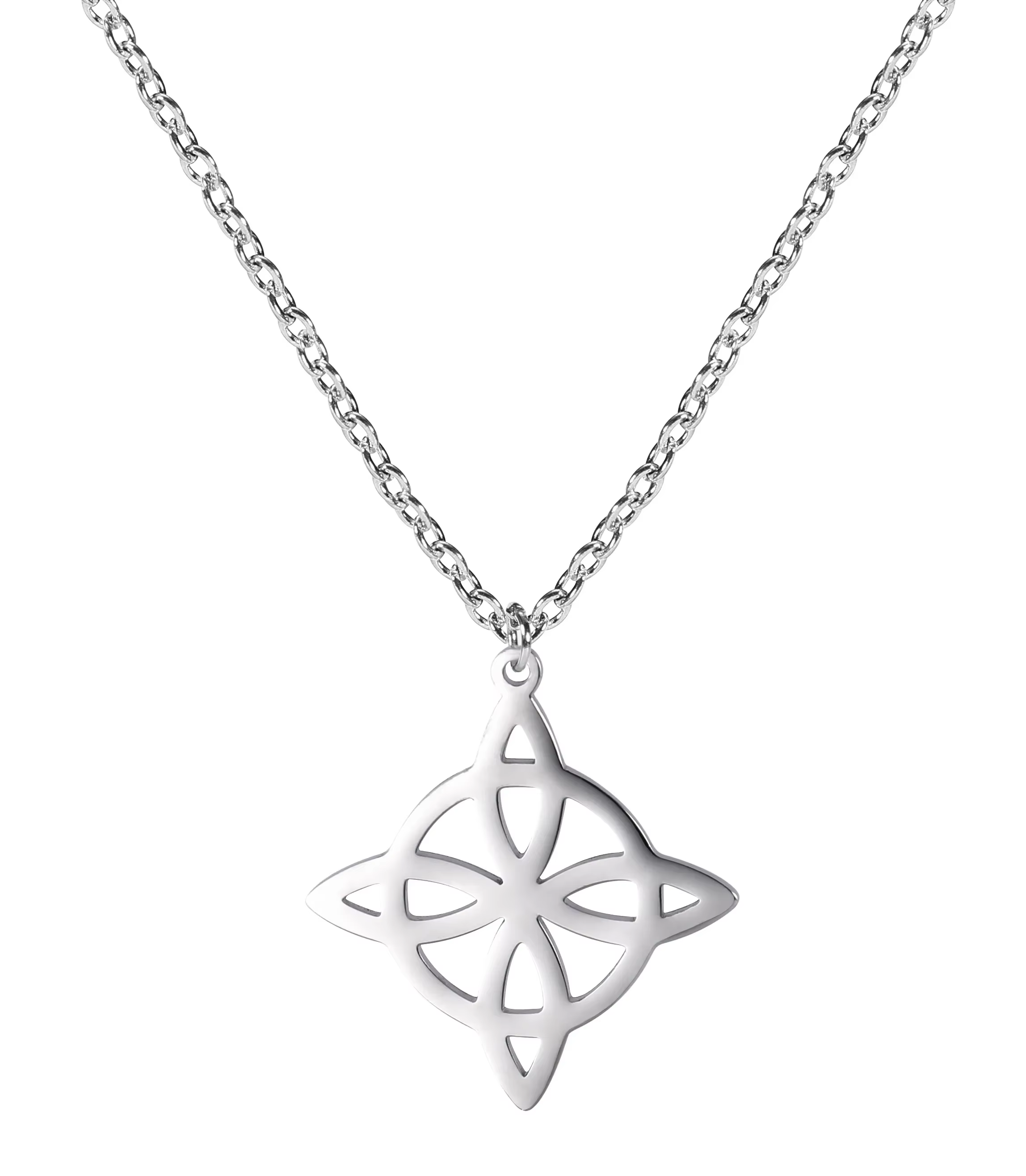 Collier avec pendentif nœud de sorcière en acier inoxydable, bijoux vintage pour hommes et femmes, t