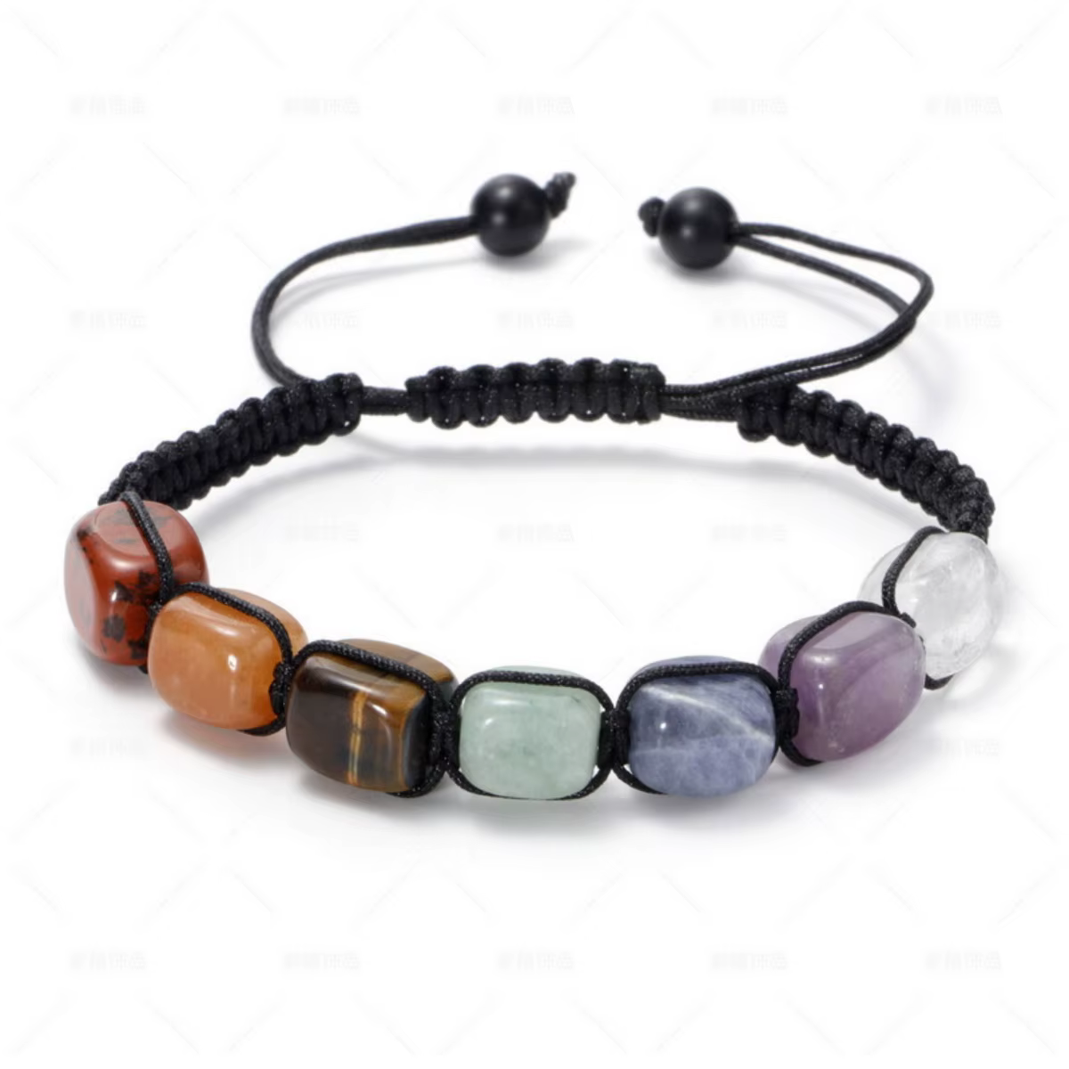 Bracelets classiques en pierre naturelle de 7 chakras pour femmes et hommes, perles tressées à la ma