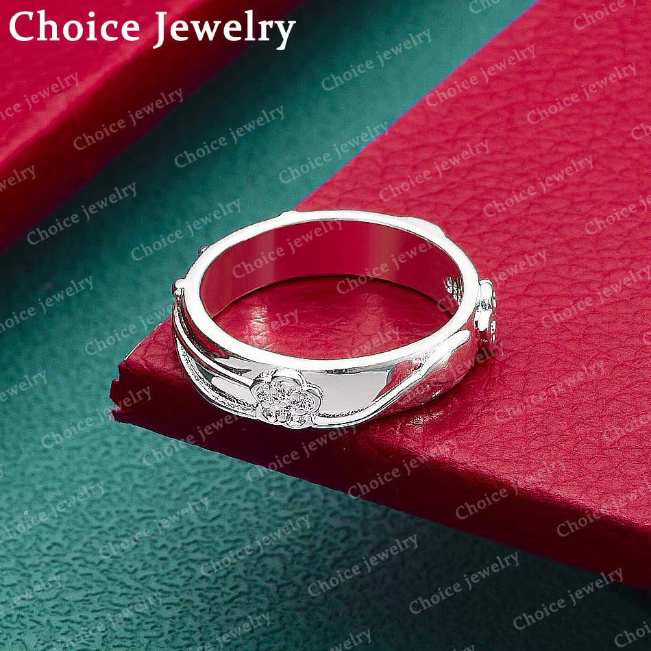 Bague de fiançailles en argent Sterling 925, fleurs en forme de cœur, pour femmes et hommes, bijoux 