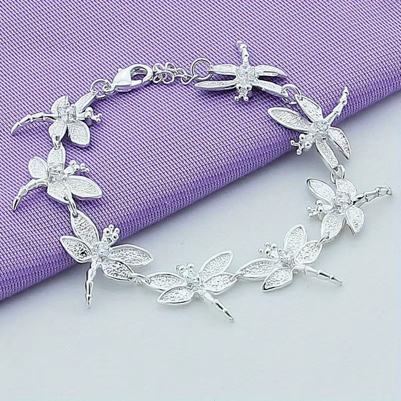 Nouveaux Bracelets Libellules Éblouissants en Argent Sterling 925 pour Femmes, Bijoux Polyvalents Te