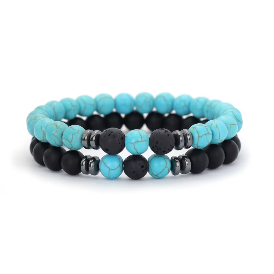 Bracelet de perles en Malachite naturelle pour hommes, 2 pièces, 8mm, fait à la main, pour méditatio