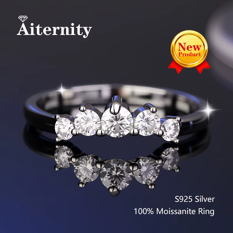 Bague en Moissanite double rangée plaquée argent 925 avec certificat GRA, bijou de mariage étincelan