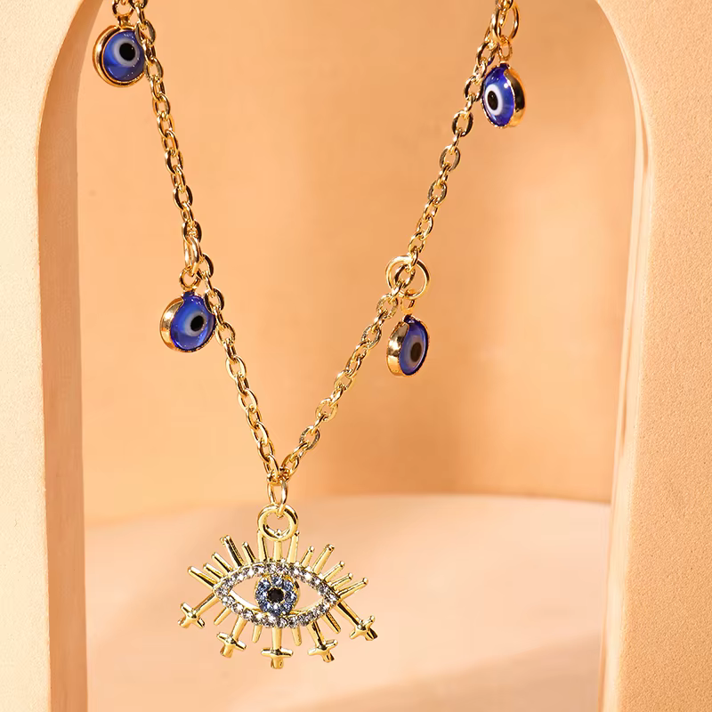 Collier élégant en cristal avec œil maléfique pour femmes et filles, bijoux de fête, cadeaux