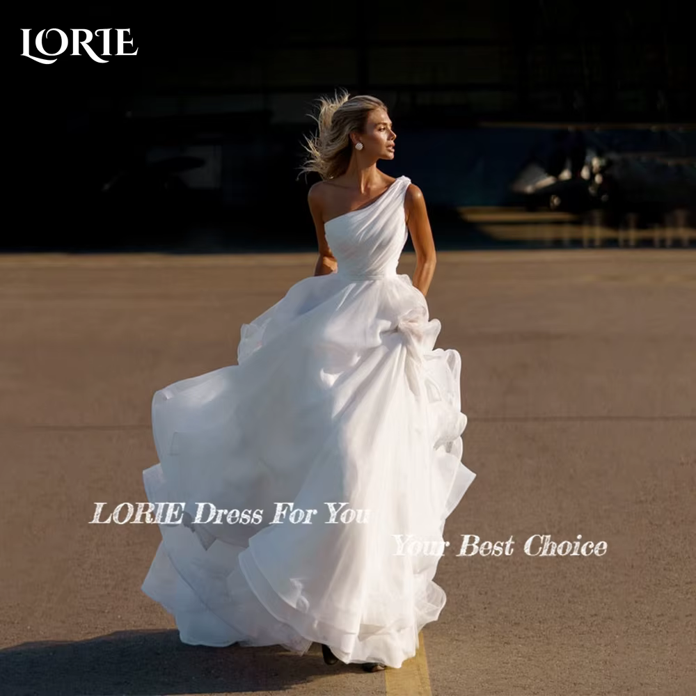 LORIE – robe de mariée élégante en Tulle, sans bretelles, ligne a plissée, robe de plage, à volants 