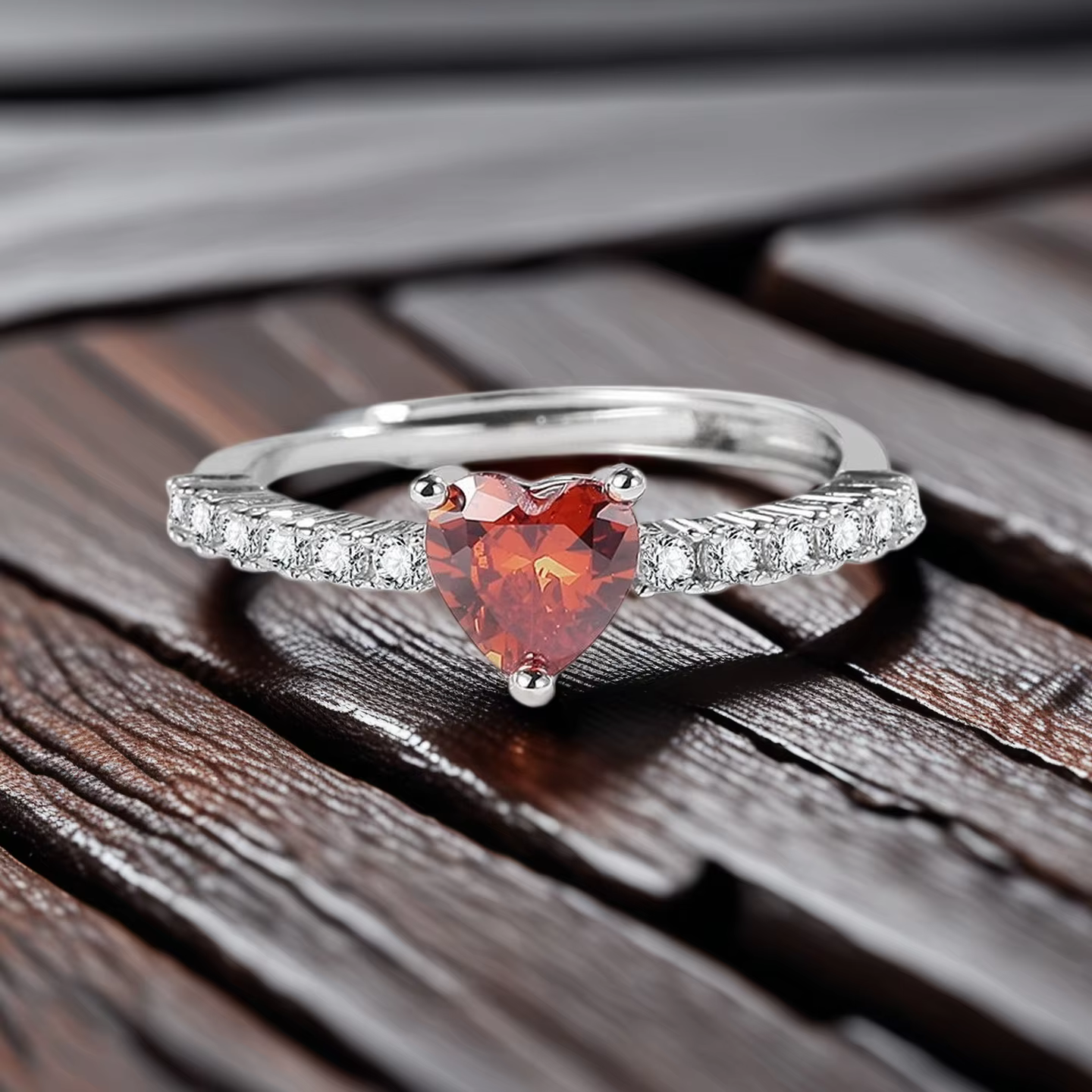 Bague en argent Sterling 925 pour femmes, magnifique pierre brillante, cœur rouge, Zircom, bijoux fi