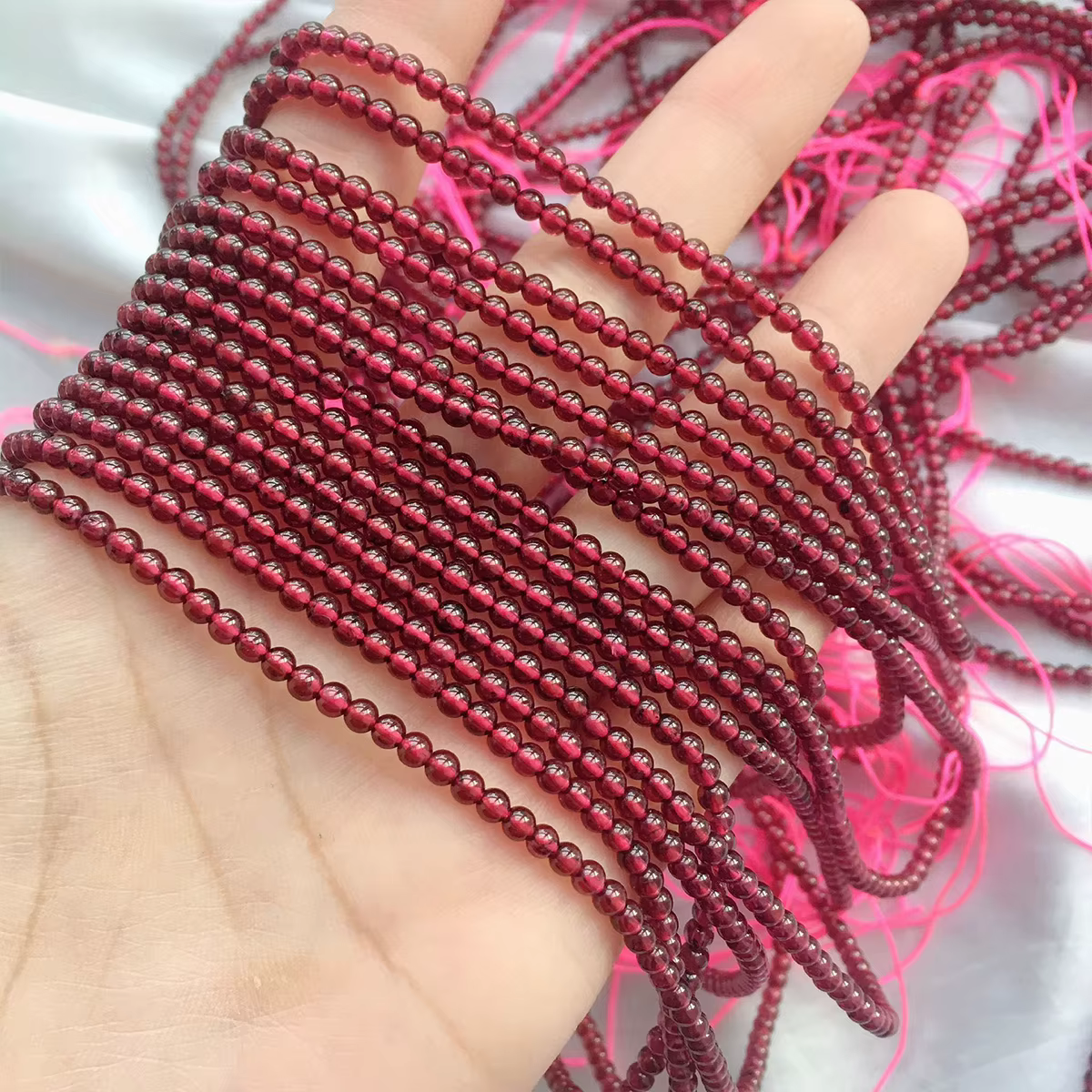 Perles rondes en pierre semi-précieuse naturelle grenat, breloques en grenat pour bricolage de colli