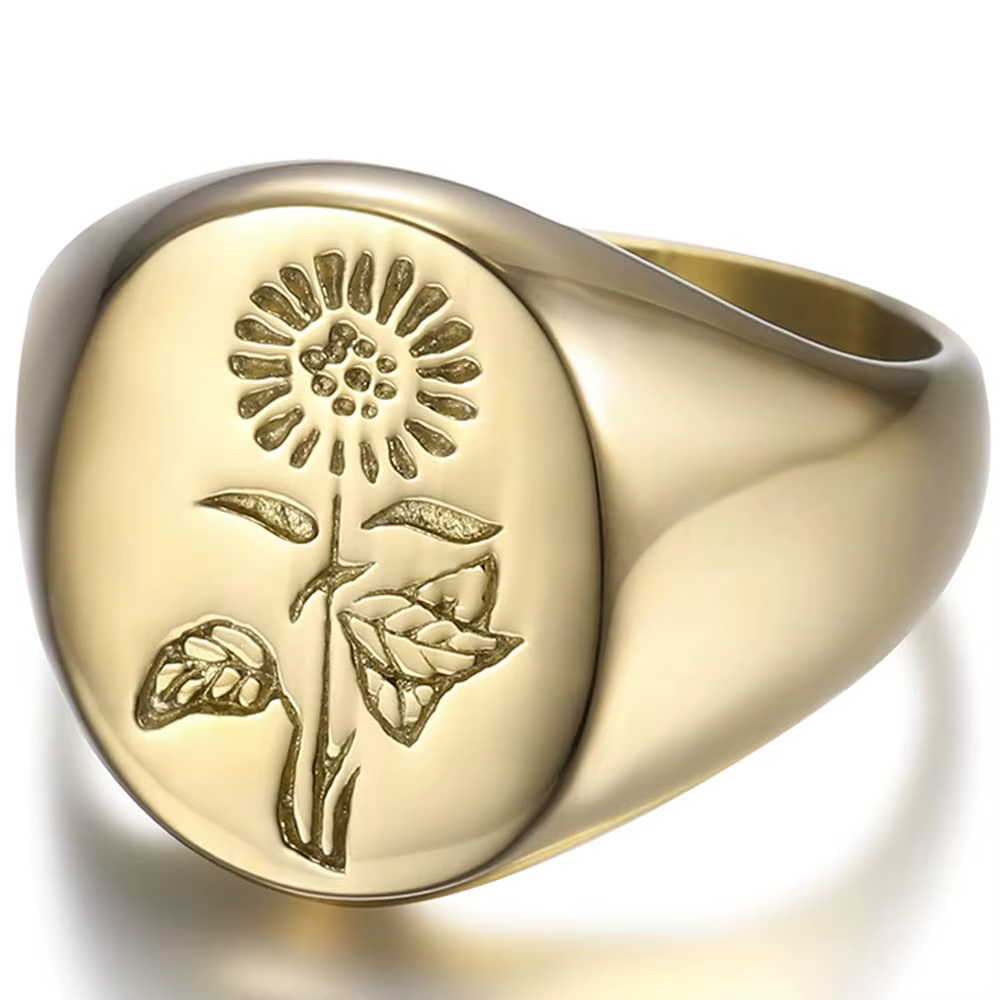 Bague marguerite en titane et acier pour femmes, bijoux minimalistes floraux en acier inoxydable, hy