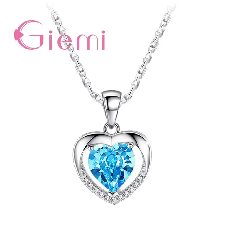 Pendentif en argent Sterling 925 pour femmes, collier de fiançailles, bijoux à la mode, cristal autr
