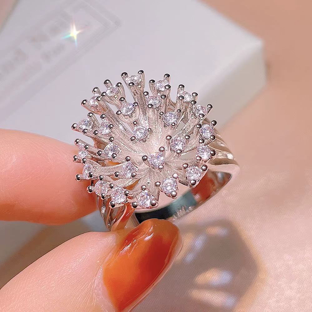 Zunderes-Bague flocon de neige creuse en cristal pour femme, bijoux simples et polyvalents, cadeau d