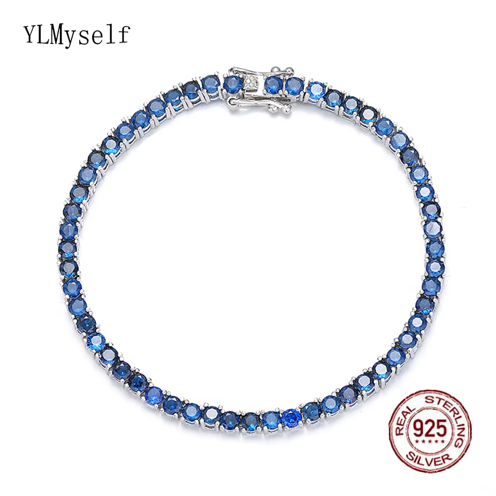3 mm Montana bleu Semi cubique Zircon beau réel 925 bijoux pour femmes/hommes solide pur argent 15-2
