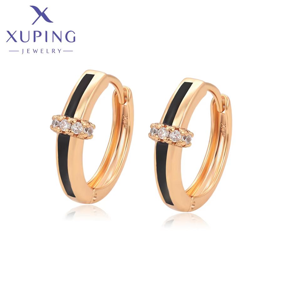 Boucles d'oreilles créoles simples Xuping Jewelry, nouvelle collection, couleur or, pour femme, cade
