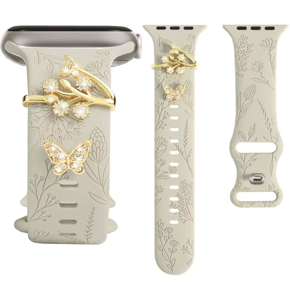 Breloques en métal pour bracelet de montre, bague de décoration pour Apple, ornement en diamant pour