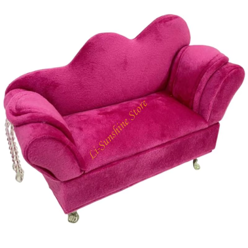 Boîte à bijoux en flanelle douce avec plusieurs compartiments forme canapé Rose nouvelle teinte Qx2f