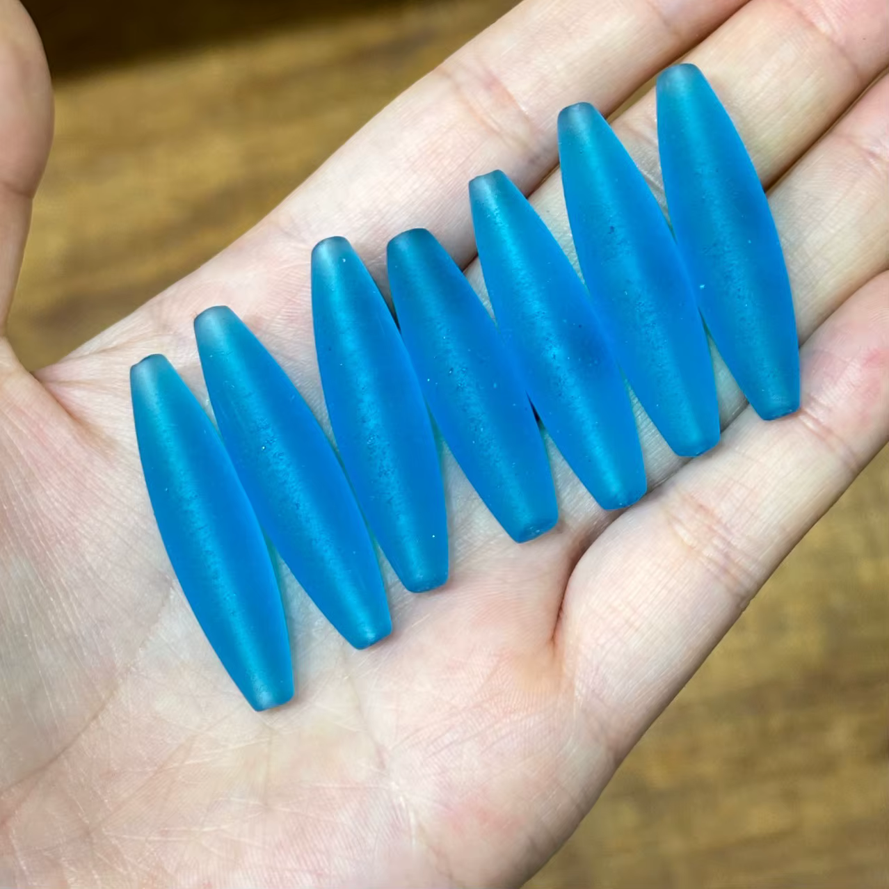 Perles de verre bleu ciel mat DIY pour accessoires de bijoux