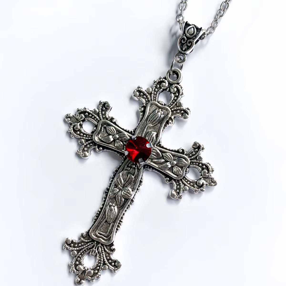 Y2K Punk cristal grande croix pendentif colliers pour femmes hommes gothique irrégulière croix clavi