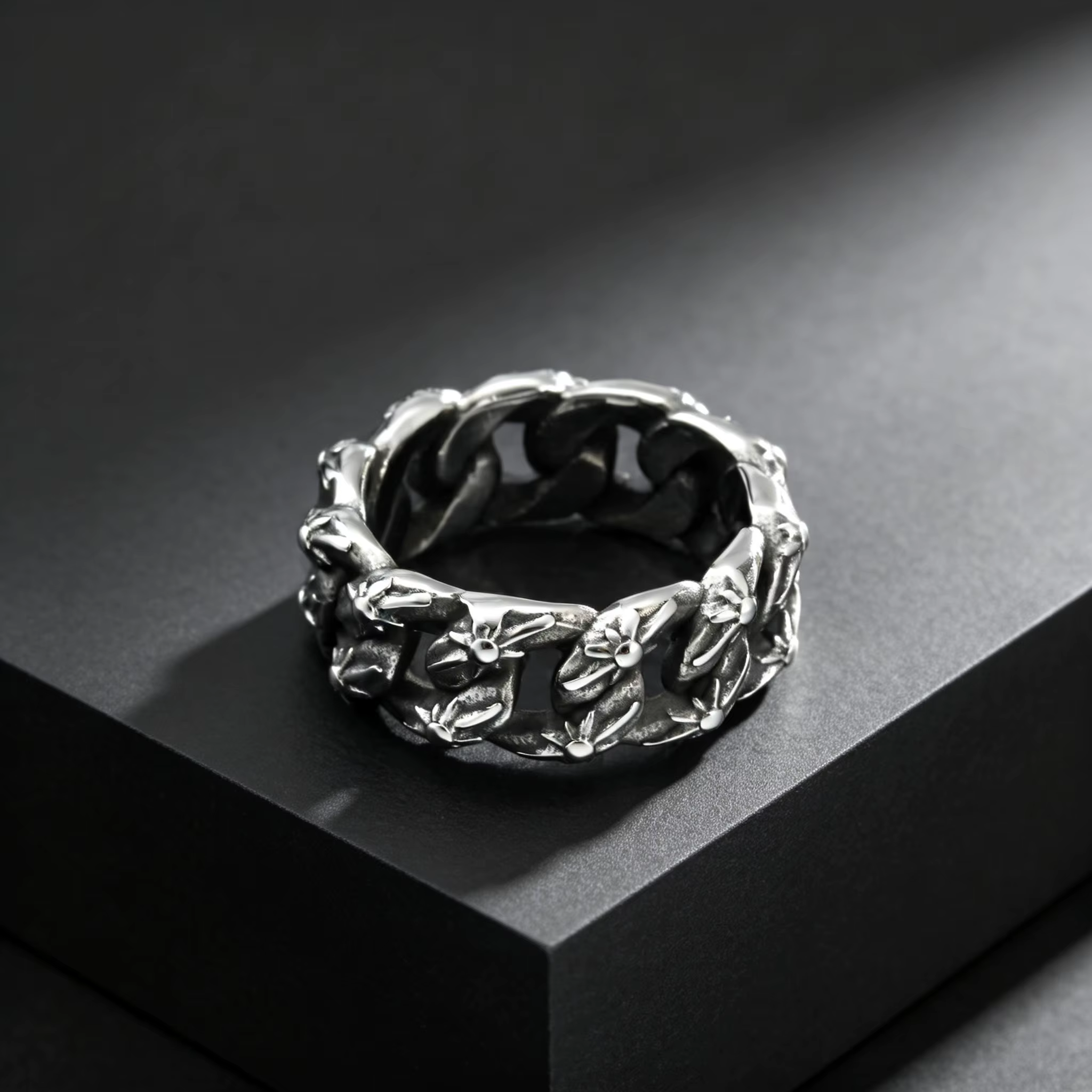 Bague torsadée unique et tendance pour homme en acier inoxydable, motif géométrique, épaisse, inalté