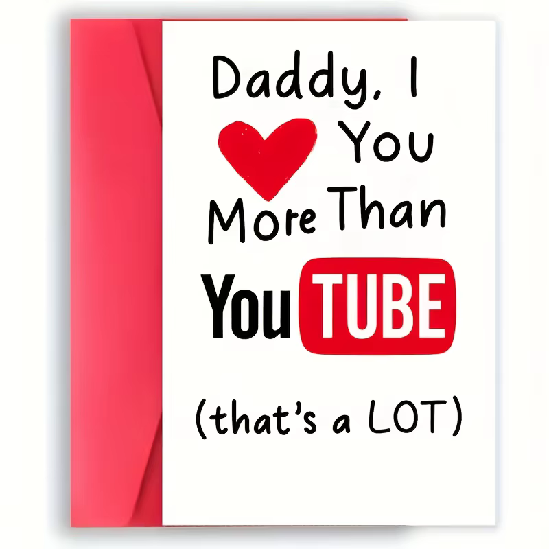 Carte amusante « Je t'aime plus que YouTube » adaptée pour papa - Design amusant avec bouton vidéo e