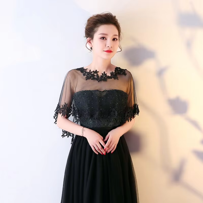 Femmes fête mariée décontracté dentelle châle mariage Cape robe de soirée Cape Style châle élégant l