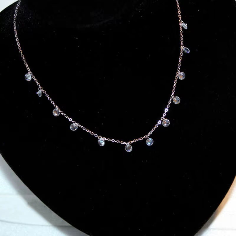 ANENJERY – collier avec pampilles en Zircon argenté pour femmes, chaîne de clavicule de tempérament 