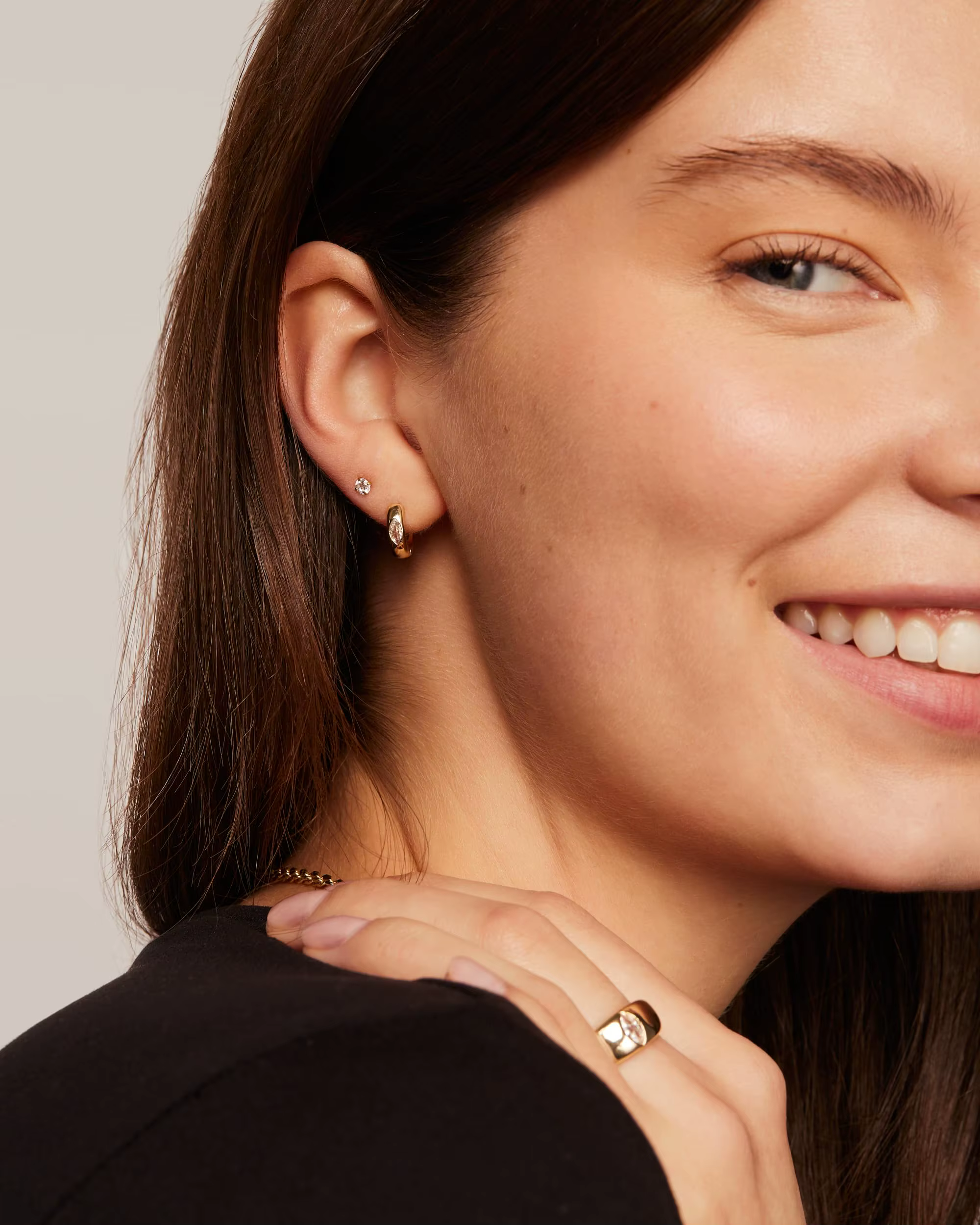 Shevalue – boucles d'oreilles créoles plaquées or 14 carats pour femmes, avec poteaux en argent Ster