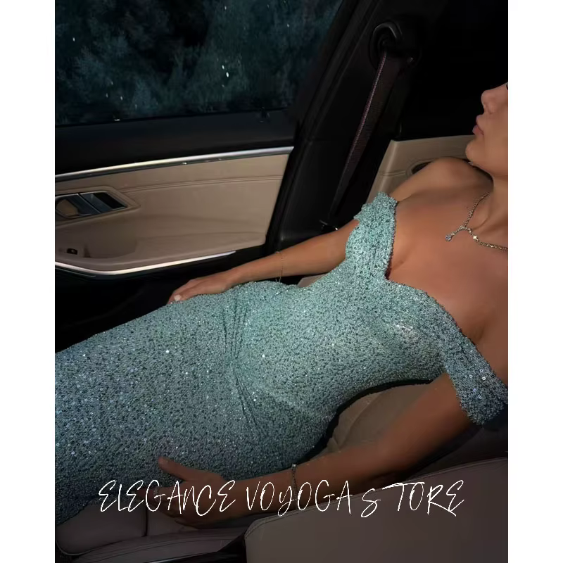 EVS – robe de mariée en Tulle bleu, épaules dénudées, sans manches, longueur au sol, fente latérale 