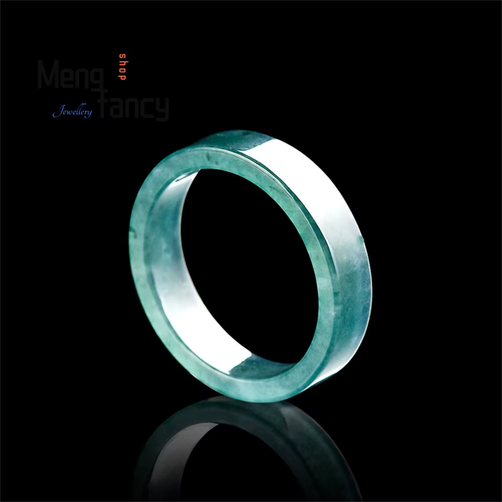 Bague carrée en Jade bleu d'eau pour hommes et femmes, anneau naturel véritable de haute qualité, vi