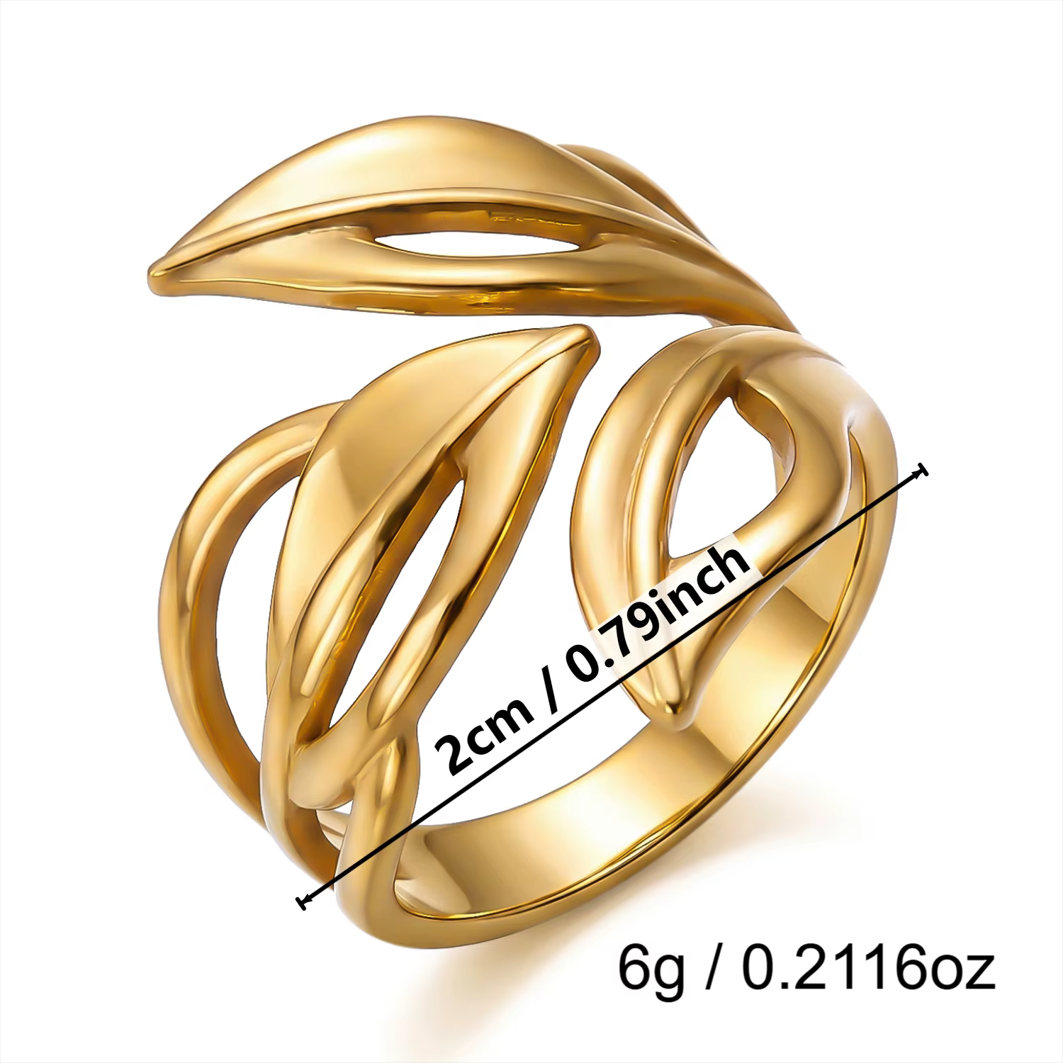Bague Feuille Creuse Dorée Vintage Française pour Femme, en Acier Inoxydable Étanche, Bijou Sculptur