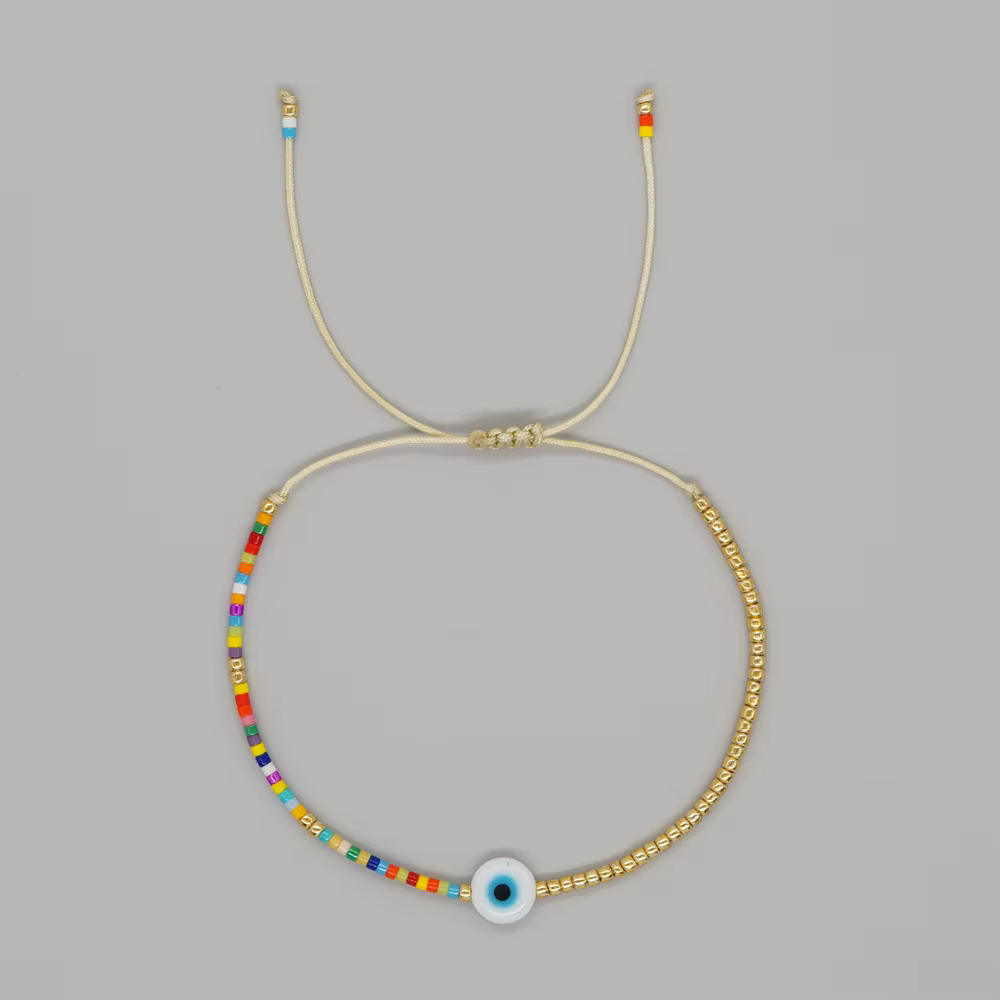 Bijoux fantaisie Bracelets simples mauvais œil plaqué or Miyuki perlé Bracelet délicat pour femmes a
