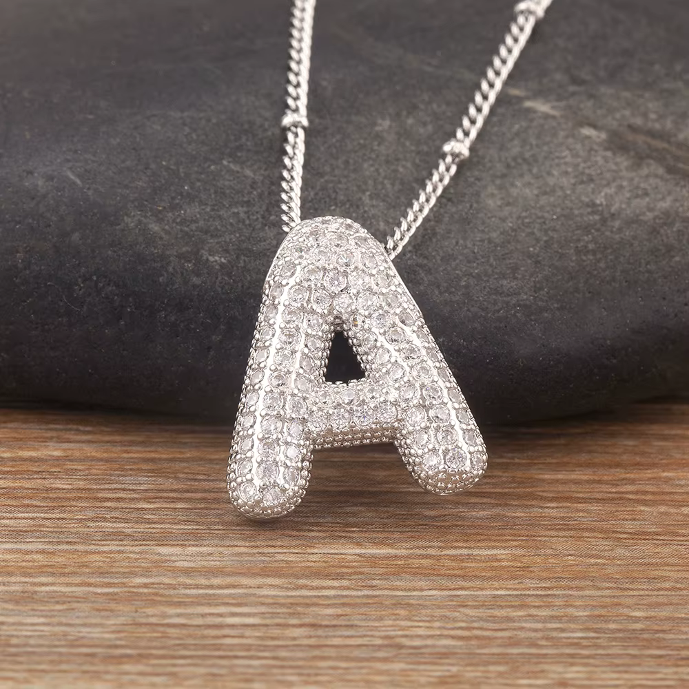 Collier avec pendentif en Zircon scintillant pour femmes, esthétique de luxe léger, 26 lettres A-Z, 