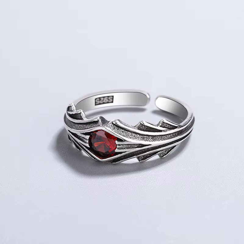 Bagues en argent Sterling 925 et Zircon rouge pour femmes, accessoires de bijoux fins de haute quali