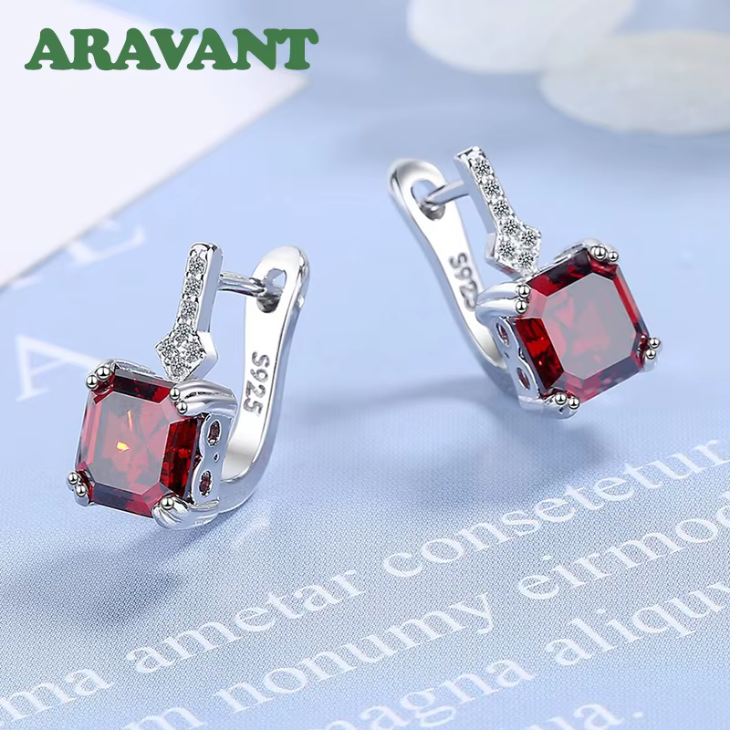 Aravant-Boucles d'oreilles carrées en argent regardé 925 pour femme, bijoux fantaisie
