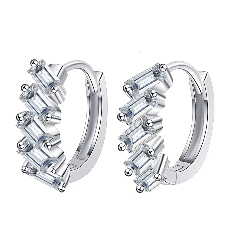 NeeTim – boucles d'oreilles créoles en Moissanite pour femmes, taille émeraude, bijoux de luxe de ma